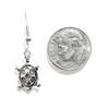 Small Turtle - 17x11mm - Silver alloy charm dangle earrings.