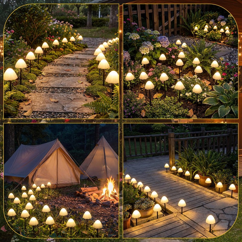 Mushroom Solar Lights for Garden Outdoor 50LED 23FT Solar Powered