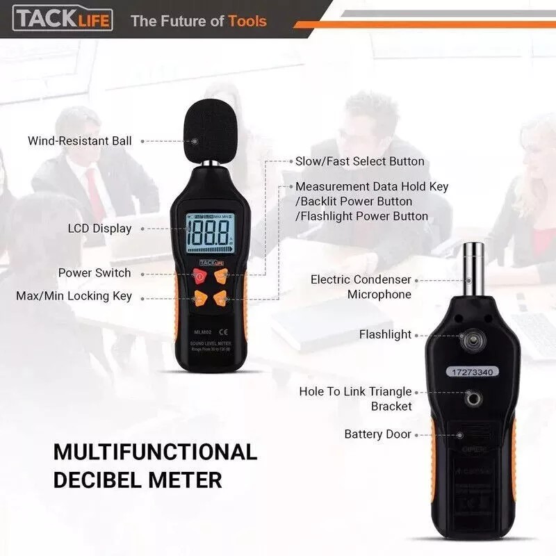 Tacklife Digital Sound Level Meter Decibel Meter 30-130dB Range SPL