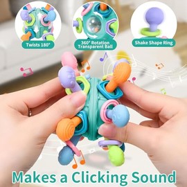Sonajero Masticar Juguetes, Juguetes Sensoriales y Estimulacion Temprana,Goma Dental Montessori Juguetes, Encías Alivia Dolor Crecimiento Dientes Redu