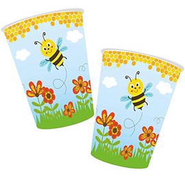 8 Cups Sweet Bees for Children's Party and Children's Birthday Parties | Bee Honey Bees Paper Cups Party Cups Party Set
