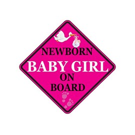Rogue River Tactical Pink Newborn Baby Girl On Board Sticker Car Window Decal Bumper Vehicle Safety Sign for Truck SUV (1)