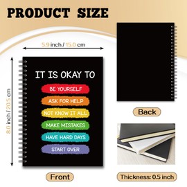 YAZMEEN Inspirational Blank Spiral Notebook（160 Pages） It is Okay to Be Yourself Hardcover Notebook Mental Health Awareness Gift Funny Motivational Gift Journal for Teen Teacher Student Office Work