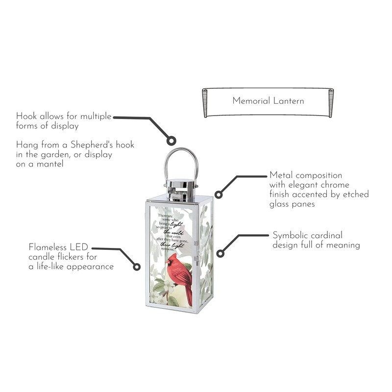 'Their Light Remains' Bereavement Memorial Lantern with Flameless Candle and