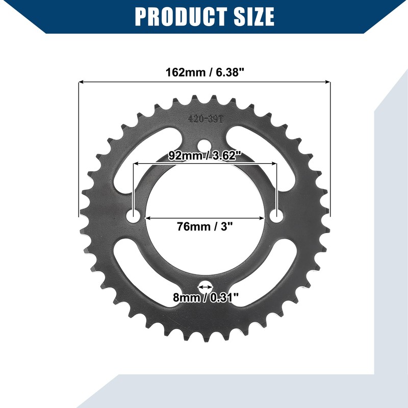 Hihaha 420 Pitch 39 Tooth Motorcycle Chain Sprocket/Rear / 76mm