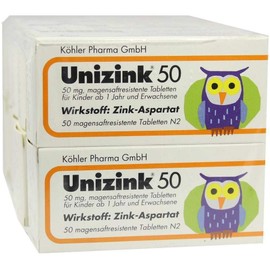 Unizink 50 10 x 50 Gastric Juice-Resistant Tablets