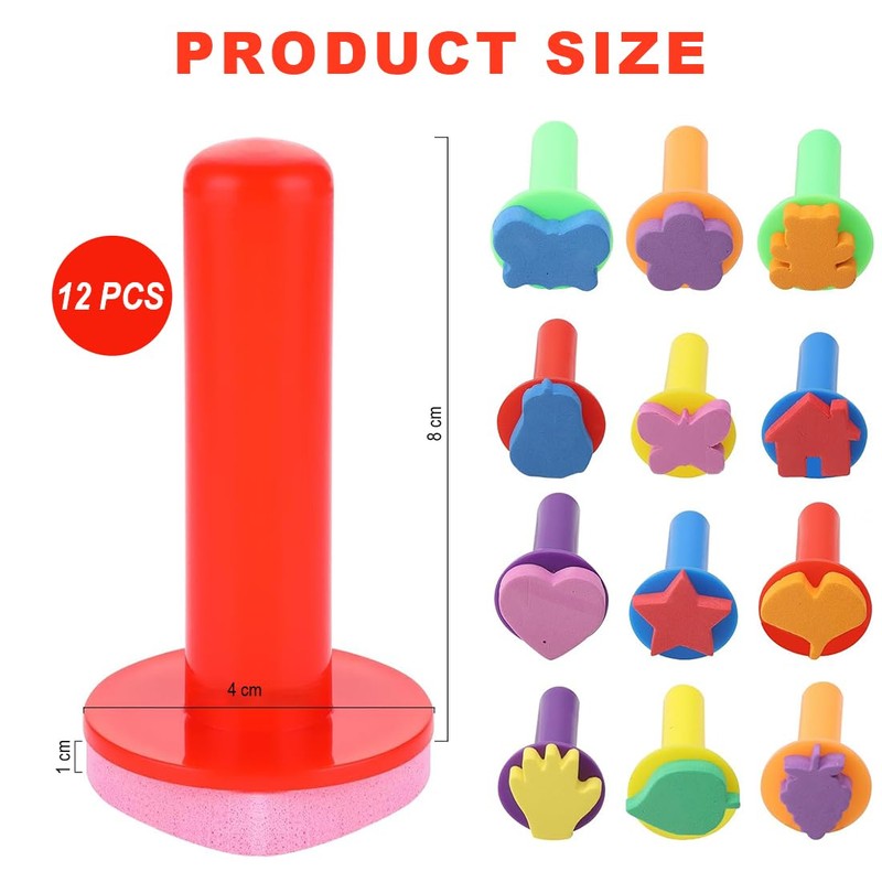 MOLIMOLI 12pcs Sponge Brush Set Foam Brush Sponge Stamp Painting
