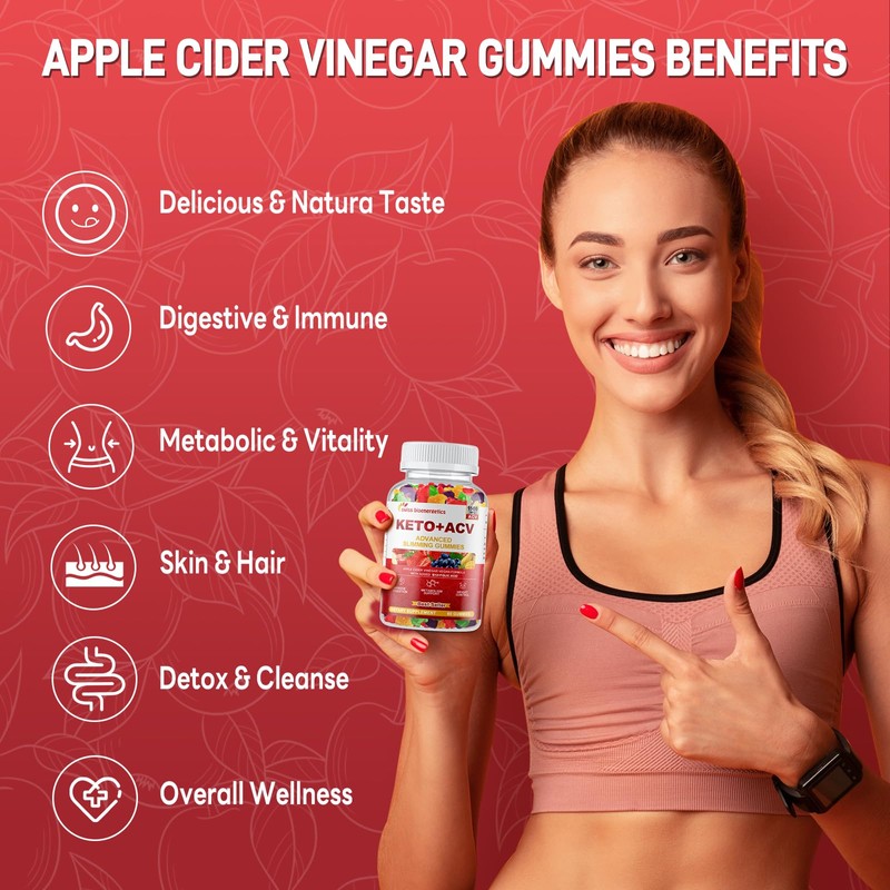 Keto Apple Cider Vinegar Gummies, Keto ACV Gummy Diet Supplement,