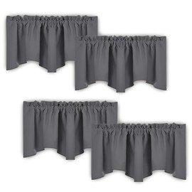 NICETOWN Scalloped Window Valances for Kitchen - Home Decoration Thermal Insulated 52 inches by 18 inches Rod Pocket Blackout Grey Valance Window Treatment Curtains Drapes for Bedroom, 4 Panels