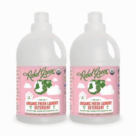 Rebel Green Organic Laundry Detergent - Natural Laundry Soap - Liquid Laundry Detergent with Dispenser Cup - Gentle Laundry Detergent - Fresh Pink Lilac - (68 Load Bottles, 2 Pack)