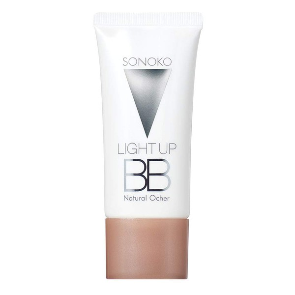 BB Cream Light Up BB Natural Ochre 1.1 oz (30 g), SONOKO (Unscented, Additive-Free), SPF35 PA+++ UV Sunscreen, Makeup Base, Beauty Serum Ingredients, Coverage Power, Glossy Finish (Bear, Dullness, Stains, Pores Cover)