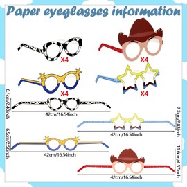 Sonwyoung 32 Pcs Cartoon Story Party Supplies 16 Pcs Birthday Inspired Party Cone Hats and 16 PCS Cartoon Story Party Paper Eyeglasses Cartoon Story Birthday Decorations Cartoon Story Party