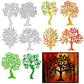 BENECREAT Trees Frame Die Cuts for Card Making, Cutting Dies Stencil Metal Set, Carbon Steel Embossing Template Cut Dies for Card Making Album Decorative Embossing Arts Crafts