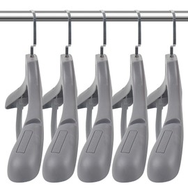 DEDU Suit Hangers for Men 10 Pack, Grey Coat Hangers Extra Wide Non Slip Width 17.7", Thick Plastic with Pants Bar & Metal Hook