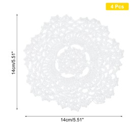 PATIKIL 5.5 Inch Crochet Doilies, 4 Pcs Round Handmade Lace Crochet Placemats Crochet Coaster for Tables Home Wedding Kitchen Dining Room Party Dressers Decoration, White