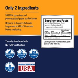 Sovereign Silver Sovereign Silver Bio-Active Silver Hydrosol- Colloidal Silver Liquid - 2oz - Dropper