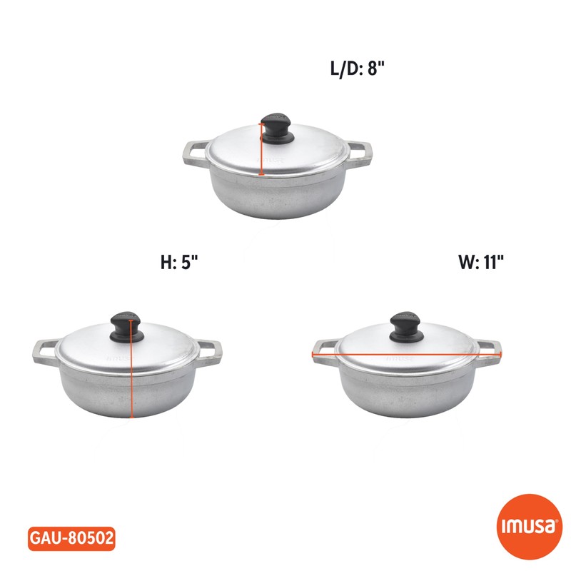 IMUSA Caldero Stock Pot with Aluminium Lid 2QT, Cast Aluminum,