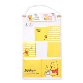 MENBLY Winnie-Bear-Pooh Over the Door Organizer - Hanging Pocket Wall Storage for Shoes & Toys - Ideal for Closet, Kitchen, Bathroom, and Living Room - Available in 7 & 3 Pockets (Yellow - 7 Pockets)