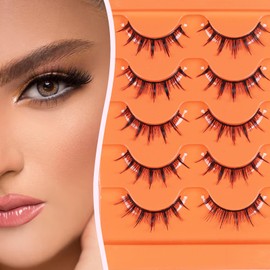 Manga Lashes Natural Look False Eyelashes Anime Lashes Mink Wispy Fluffy Spiky 3D Volume Eyelashes Pack Korean Japanese Asian Cosplay Fake Eyelashes Look Like Individual Cluster 5 Pairs by YILATAO