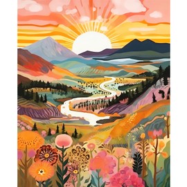 YALKIN Paint by Numbers Adults, Paint by Numbers, DIY Landscape with Brushes and Acrylic Paints, Hand Painted Oil Painting Canvas for Home Decor, Without Frame (40 x 50 cm)