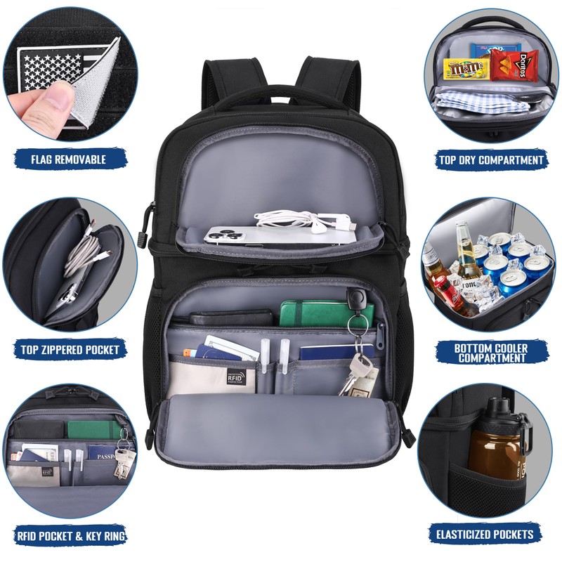 MOZETO Lunch Backpack for Men, Tactical Inspired Double Deck Cooler