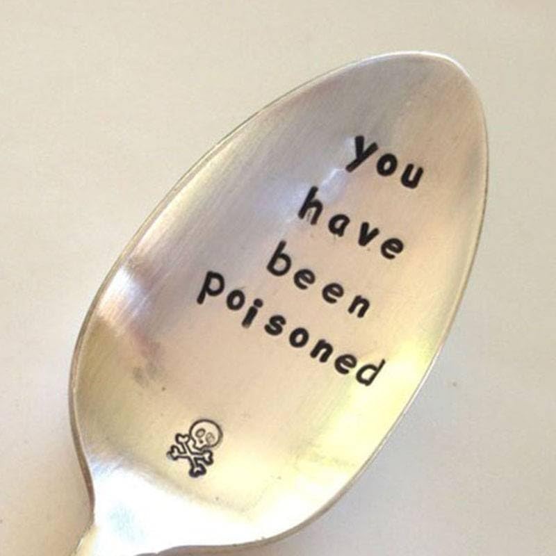 Hand Stamped Dessert, Coffee Spoon, Soup, and Poisoned Spoons -