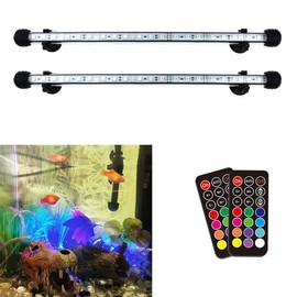 COVOART LED Aquarium Light, 2 Pack 15 inches Fish Tank Light RGB Color Underwater Light Submersible Crystal Glass Lights, 42 LED Beads, Brightness Adjustable Memory Function, LED Light bar Stick