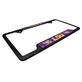 Black Metal License Plate Frame - Second Generation - Mascot Version (LSU)