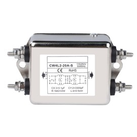 Jadeshay Mains Filter, CW4L2-20A-S EMI Filter 20A Single-Phase Mains Filter Electromagnetic Interference Filter 50/60Hz AC 115V/250V
