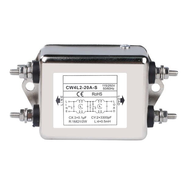Jadeshay Mains Filter, CW4L2-20A-S EMI Filter 20A Single-Phase Mains Filter