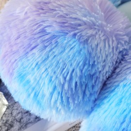 UGEYAO Faux Fur Flower Pillow,Flower Shaped Throw Pillow Butt Cushion Flower Floor Pillow,Seating Cushion,Cute Room Decor & Plush Pillow for Bedroom Sofa Chair (19.7 Inches, Rainbow Blue)