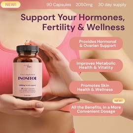 QSTA Myo-Inositol & D-Chiro Inositol Supplement for Women 2050mg (40:1 Ratio) – 9-in-1 Hormonal Balance & Metabolic Support with Folate, Vitamin B6, B12, D3, Zinc & Chromium. 90 Myo Inositol Capsules