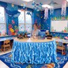 Windkream 6 ft Ocean Table Skirt for Teacher Desk Ocean