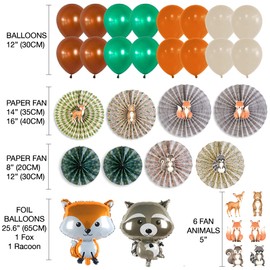 268 Piece Woodland Baby Shower Decorations for Boy Or Girl Kit | Gender Neutral Forest Animal Decor | Banners Garland Fans Guestbook Sash Balloons Cake Topper Games Stickers Creature Cutouts Ivy Vines