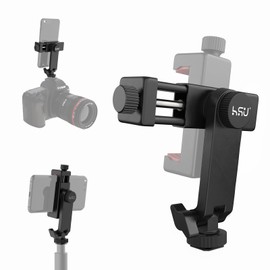 HSU Camera Smartphone Monitor Mount, 360° Rotation, Angle Adjustment, Smartphone Holder with Accessory Shoe, Vertical Bracket, 1/4 Screws, Smartphone Tripod,