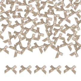 Meseey 100 Pcs Mini Latte Satin Ribbon Bows with Tape 1.5 Inch Self Adhesive Craft Bows Flowers Appliques DIY Craft for Sewing, Scrapbooking, Wedding, Gift,Christmas Decoration (Latte)