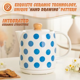 LONGSEED 1.0-Liter Ceramic Electric Kettle, 1000W Rapid Boil, Tea Kettles Pot & Hot Water Boiler For Coffee & Tea, Teapot Auto Shut-Off, Boil-Dry Protection