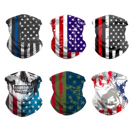 VCZUIUC Headwear Bandana Head Wrap Face Scarf Mask Neck Warmer Balaclava for Sports (Medium (Quick Dry), 6pcs: Flag Series)