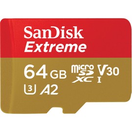 SanDisk 64GB Extreme microSDXC card for Action Cams and Drones + SD adapter + RescuePRO Deluxe, up to 170 MB/s, with A2 App Performance, UHS-I , Class 10, U3, V30