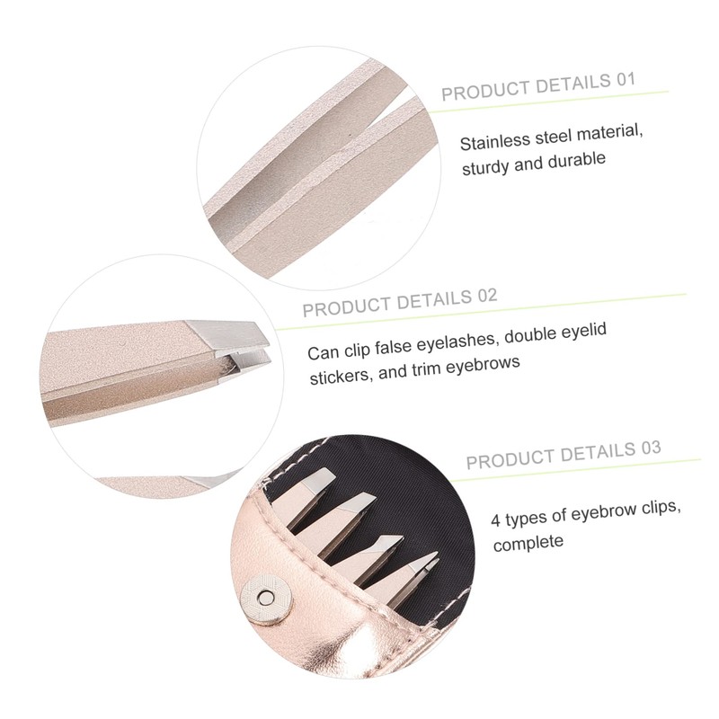 OHPHCALL 4pcs Eyebrow Makeup Tool Eyebrow Clamp Suit Tweezers and