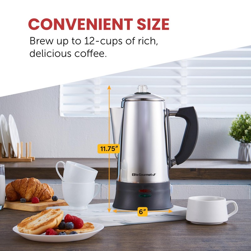 Elite Gourmet EC924 Electric Coffee Percolator, BPA Free, Keep Warm,