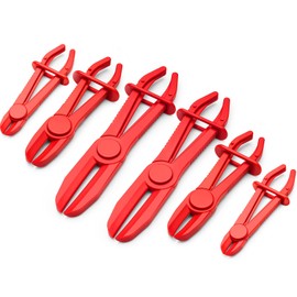 Leriton 6 Pcs Hose Clamp Pliers Pinch off Pliers Hose Fuel Line Pinch Clamp Tool for Fuel Radiator Gas Lines Brake Equipment, Red, 3 Sizes