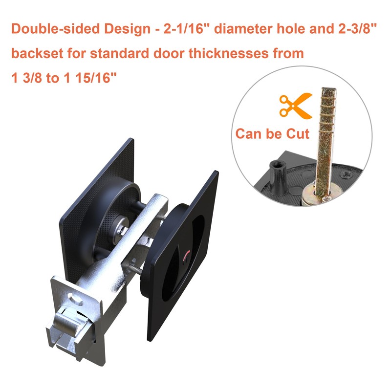 Pocket Door Lock Indicator Lock Flush Handles Latch Privacy Bed/Bath
