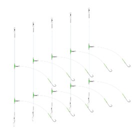 Luroad 5 Pieces Sea Fishing Hooks Flapper Rigs for Sea Fishing, Beach Throwing, Shore Fishing, Flounder, Whiting, Bass, Plaice (D. 5pcs-2 Hooks-Size 2/0-80cm)
