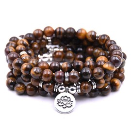 Self-Discovery 108 Natural Pearl Lotus Mala Yoga Bracelet, Silver, Stone