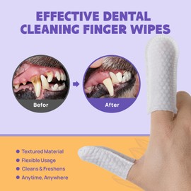 HICC PET Teeth Cleaning Wipes for Dogs & Cats, Remove Bad Breath by Removing Plaque and Tartar Buildup No-Rinse Dog Finger Toothbrush, Disposable Gentle Cleaning & Gum Care Pet Wipes, 50 Counts