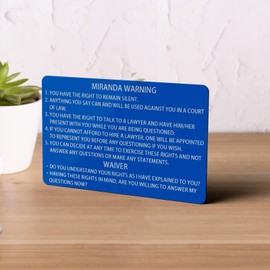 Alunmair - Tarjeta de advertencia de metal Miranda para agentes del orden de los Estados Unidos (6 piezas, azul)