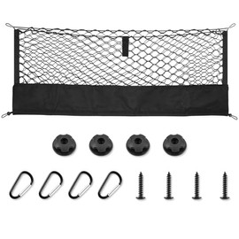 Amiss Envelope Style Truck Bed Cargo Net with Bottom Organizer, Portable Storage and Highly Elastic Cargo Net Organizer with Hook, Car Exterior Accessories for Cars, SUVs, Trucks (35.4" x 15.8")