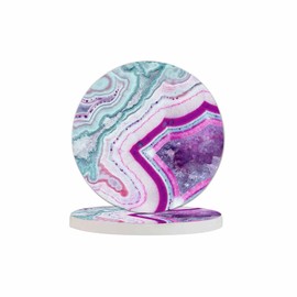 Pznen Liquid Modern Art Cup Coasters Set of 2 Contemporary Artwork Unique Trendy Design Wooden Table Apartment Decor 100% Diatomite for Drinking Glasses,4 Inches