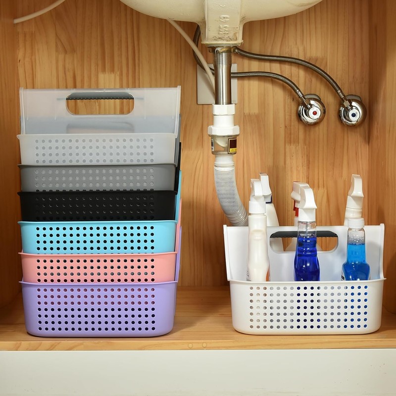 ALINK Plastic Shower Caddy Basket, Portable Divided Cleaning Supply Storage